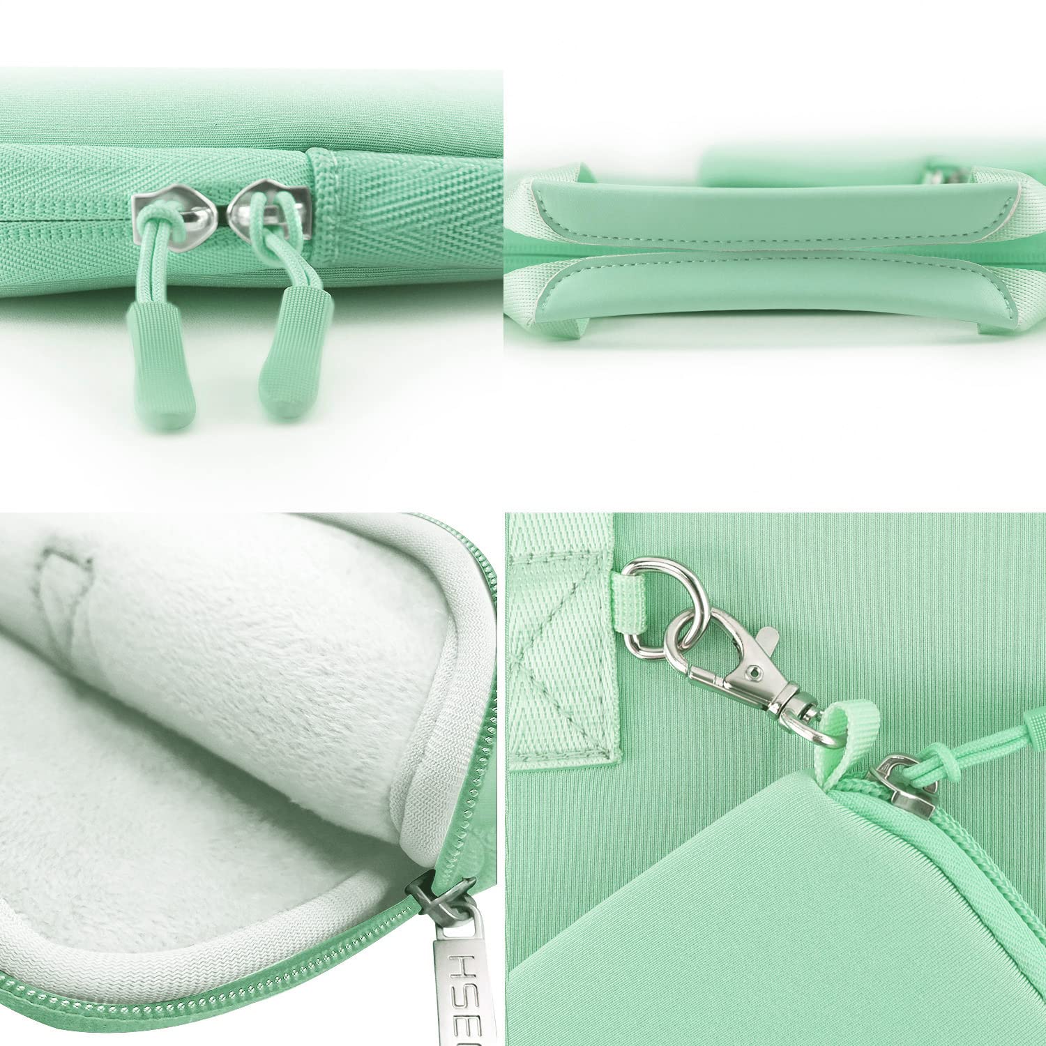 Husa Laptop Elastica Hseok, pentru 13-14 inch, Mouse portabil, impermeabila, verde, 34.5x2x24.5cm