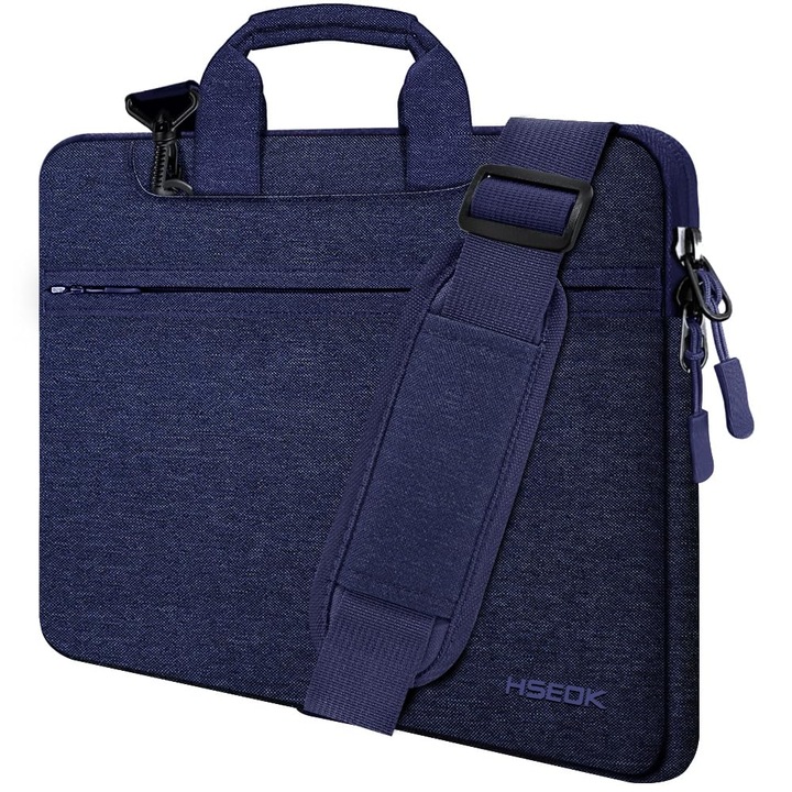 Hseok laptoptáska, 39,6x28,2x2 cm, kompatibilis a 15"-16", vízálló, váll, sötétkék