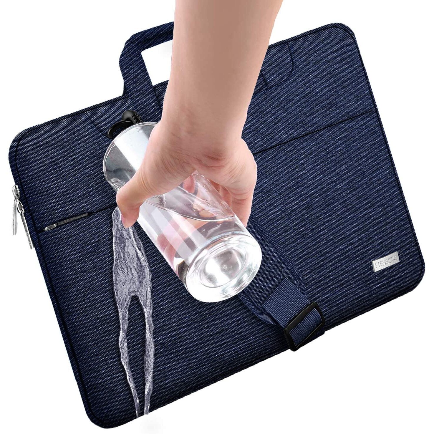 Geanta laptop Hseok, 39.6x28.2x2cm, Compatibil cu 15"-16", rezistenta la apa, umar, albastru marin