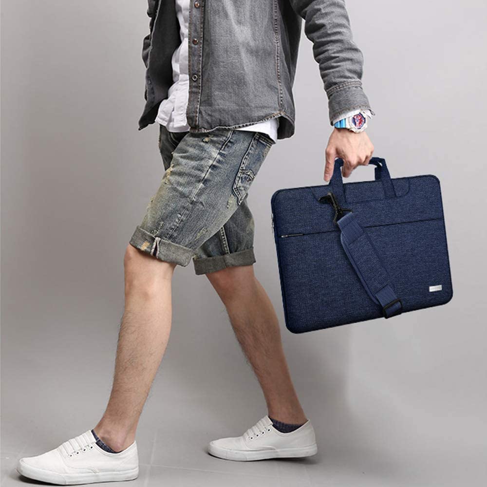 Geanta laptop Hseok, 39.6x28.2x2cm, Compatibil cu 15"-16", rezistenta la apa, umar, albastru marin