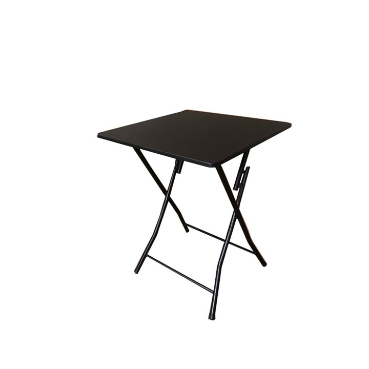 Сгъваема маса с меламинов MDF плот HouseXL® Smart Square Table, Размери 60X60X75 см, За дома и пикник, Плот 18 мм, Стоманени крака, Сгъваема, Черна