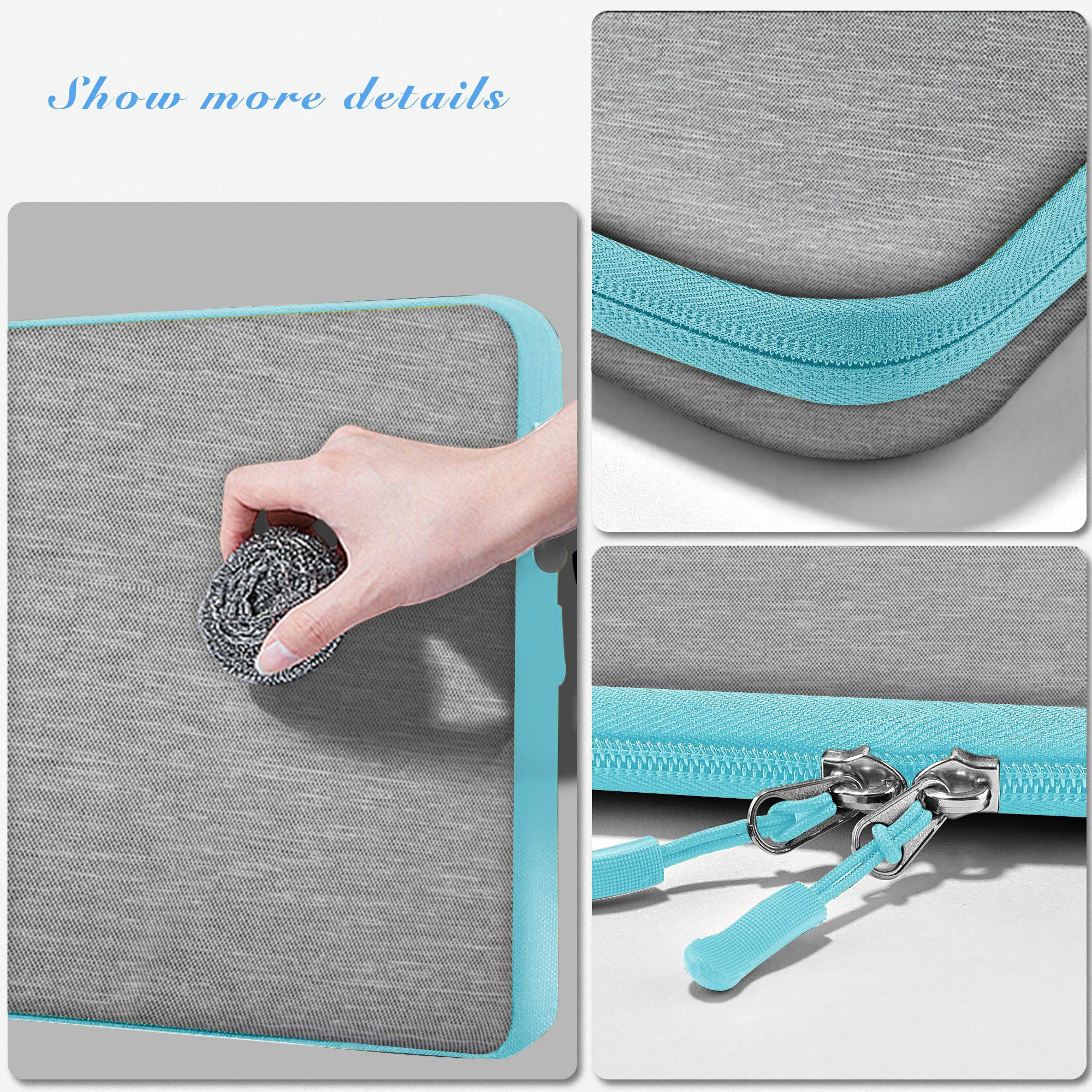 Husa Laptop, Hseok, rezistenta la apa, captuseala fleece, gri/albastru, 15.6 inch