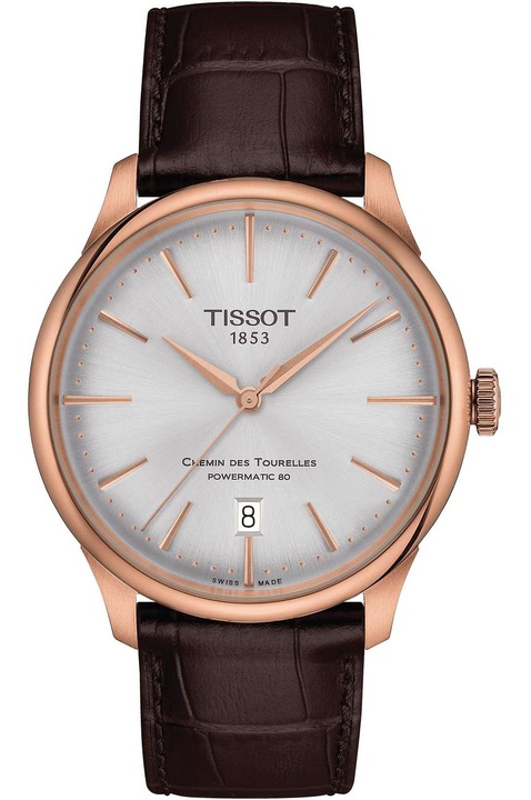 Ceas barbati, Tissot , Inox/Piele, Mecanism Quartz, Auriu/Maro