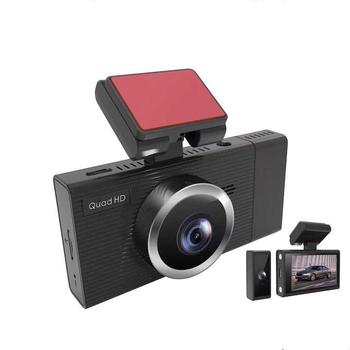 Камера за кола, DEYKAY, Full HD 1080P, 2 лещи, 140° Ultra-Wide Field of View, Dual Recording, Loop Recording, G-sensor, Motion Detection, Night Vision, 3" Display, Wifi, Черен