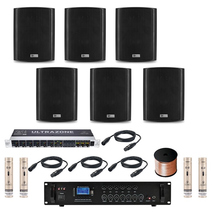 Озвучителна система за църква PRO S4 с амбиентни микрофони, bluetooth, USB