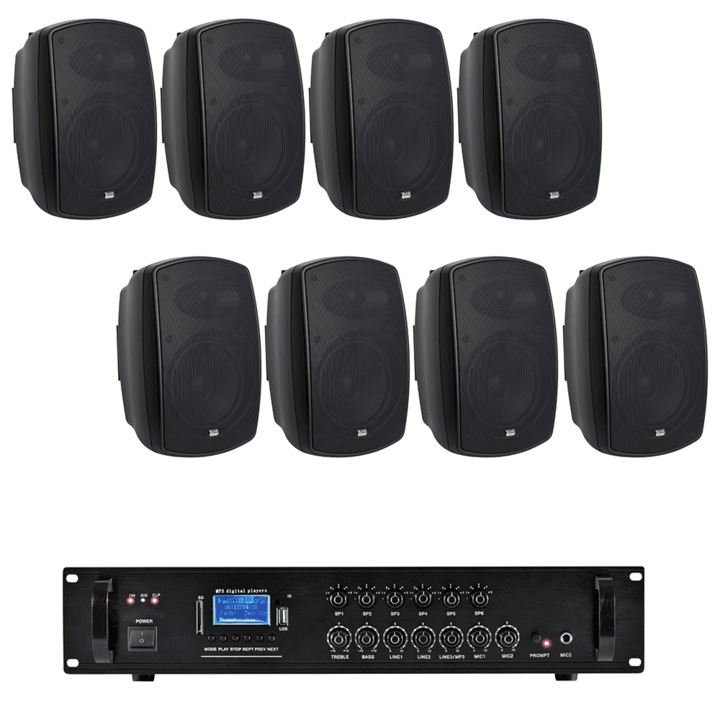 Озвучителна система за хотел, 240W, Bluetooth, USB, FM, черна