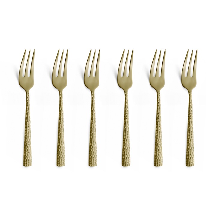 Комплект 6 десертни вилици Amefa Felicity, Неръждаема стомана 18/0, Шампанско