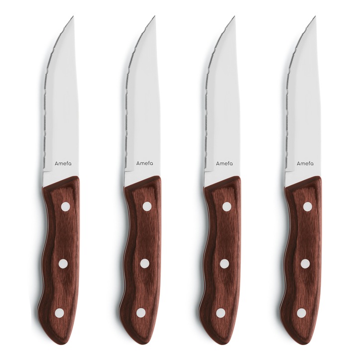 Комплект 4 ножа за стек Amefa Hercules jumbo в кутия, Неръждаема стомана 13/0, Кафяв