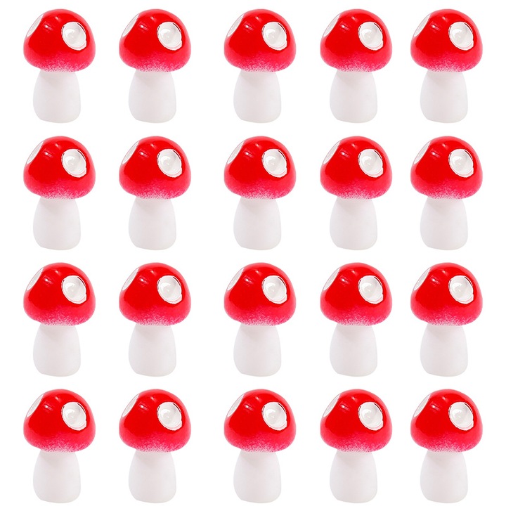 Комплект от 20 миниатюрни гъбки за декорация, водоустойчиви, 0,8x1,3 см