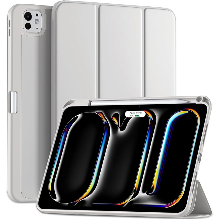 Husa pentru Apple iPad Pro 13 M5 / M4 (2025, 2024) cu functie wake-up/sleep si compartiment pentru Apple Pen tip stand space grey
