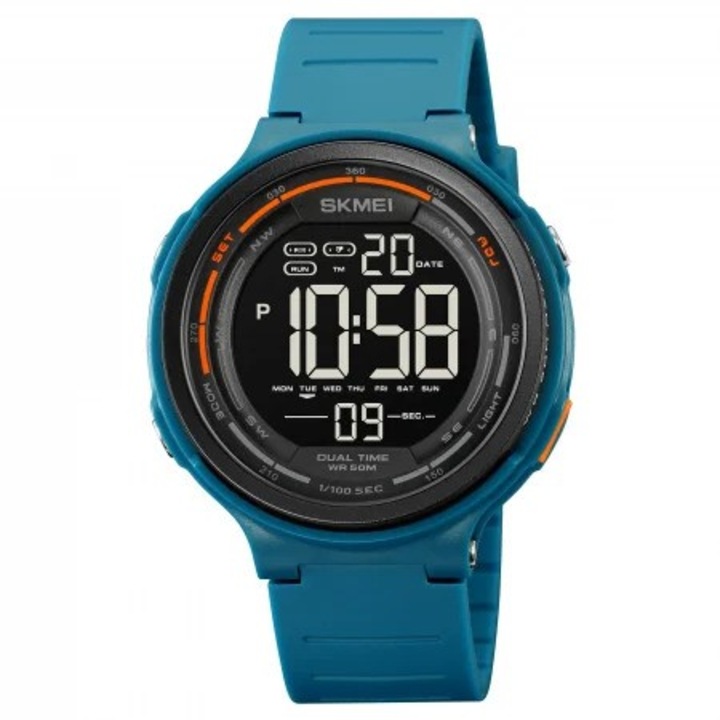 Ceas barbatesc de mana Skmei Digital Alarma Sport Fashion Cronometru Lumina fundal Albastru