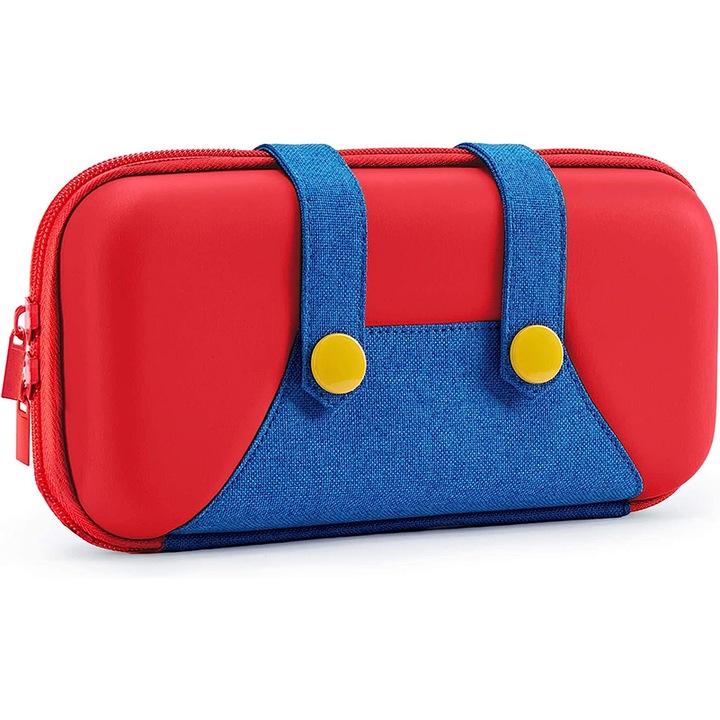 Rqiurpn konzoltok Nintendo Switch/OLED-hez, hordozható, 10 játék kapacitású, piros/kék