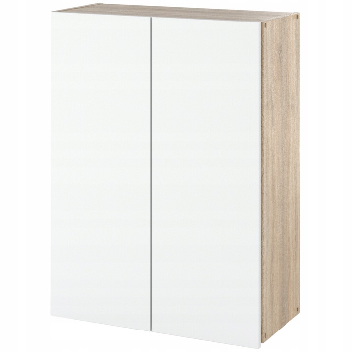 Шкаф, Stiv-Meble, W60_SOBM, 60x80x30 cm, Мат, 1 Pафт, 2 Bрати, Устойчивост на надрасквания, ПДЧ, Дъб сонома, Матово бяло