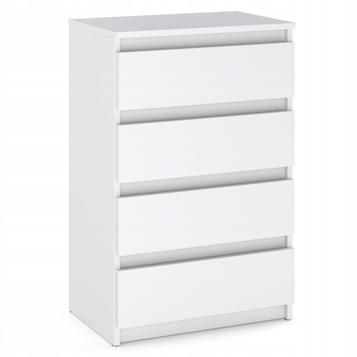 Comoda, Stiv-Meble, Model HIT KMH_BMBM, Cu 4 Sertare Spatioase, Design Modern, Constructie Solida, Perfect Pentru Orice Interior, Montare Simpla, Dimensiuni 60 x 33.5 x 92.5 cm, Placa Laminata, Alb Mat