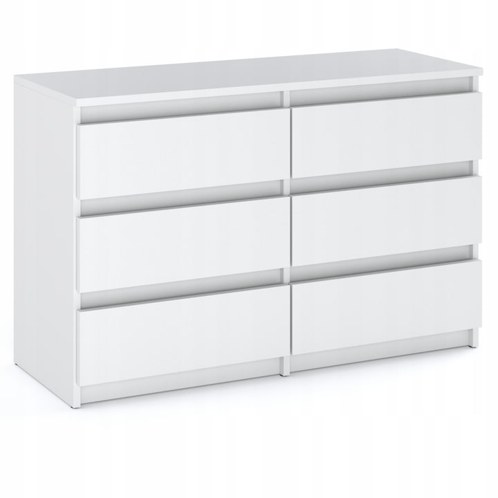 Comoda, Stiv-Meble, Model HITKSH_BMBM, Cu 6 Sertare Spatioase, Design Modern, Constructie Solida, Perfect Pentru Orice Interior, Montare Simpla, Dimensiuni 100 x 33.5 x 71.5 cm, Placa Laminata, Alb Mat