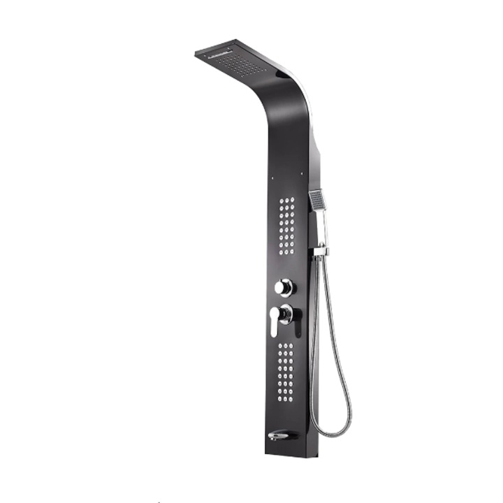 Panou dus hidromasaj inox 4 functii negru lucios