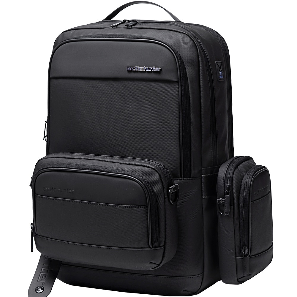 Rucsac 3 in 1 set cu geanta si borseta, laptop de 15.6 inch, rezistent la apa, sistem fixare pe valiza, ARCTIC HUNTER, B00483BK, Negru
