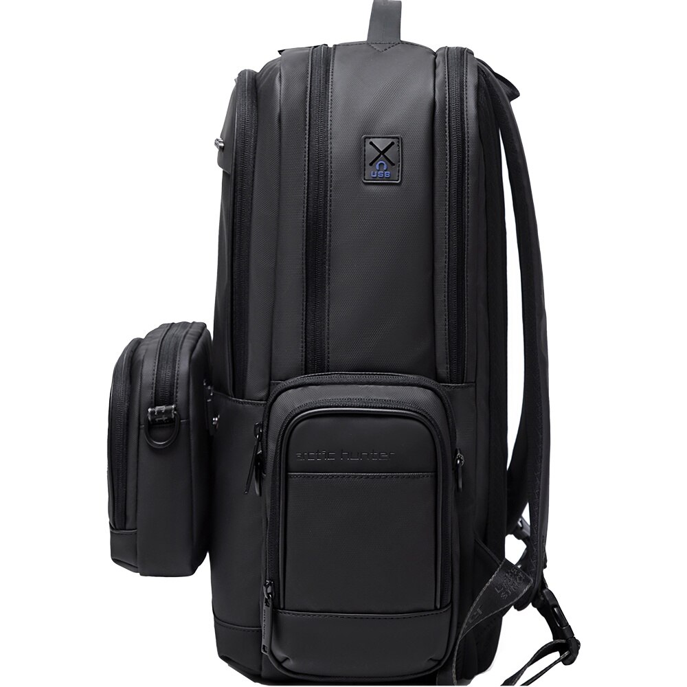 Rucsac 3 in 1 set cu geanta si borseta, laptop de 15.6 inch, rezistent la apa, sistem fixare pe valiza, ARCTIC HUNTER, B00483BK, Negru