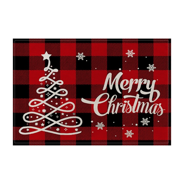 Set de fete de masa, Ronyes, PVC, model Pom de Craciun, rosu, 32x45 cm