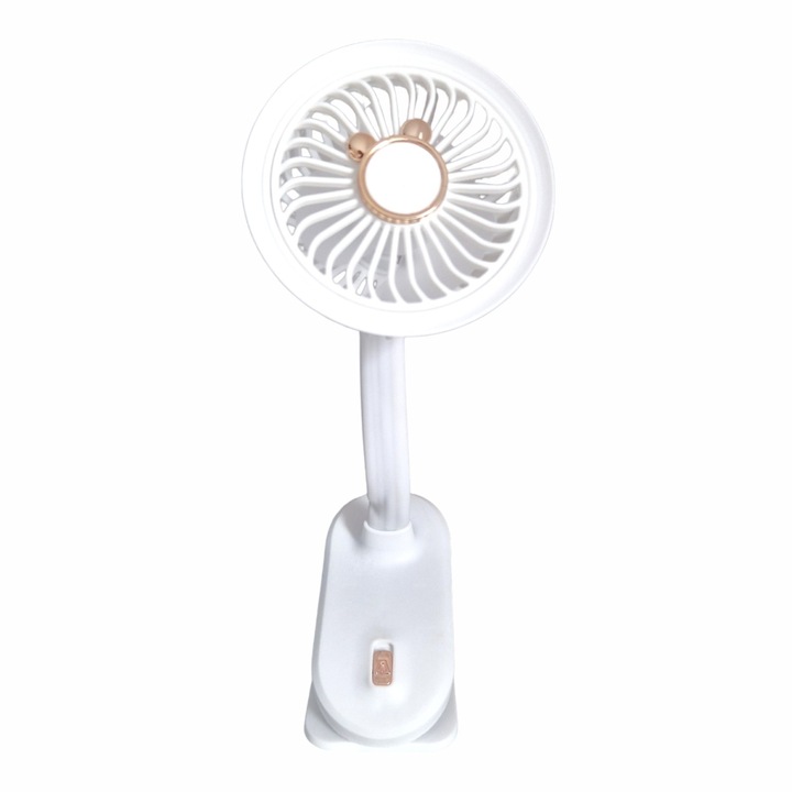 Вентилатор, с батерия, Naimeed D5862, USB, бял, 105x240x90 мм