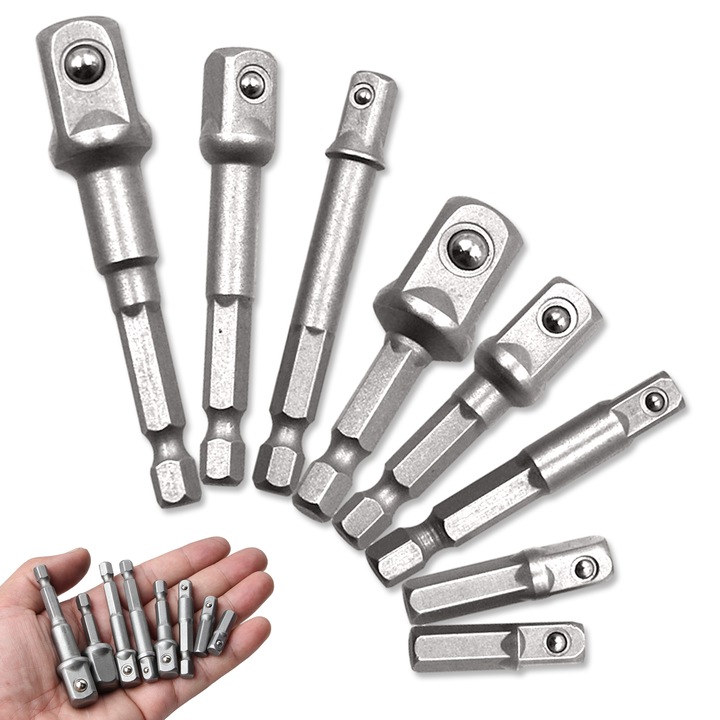 Set 8 piese extractor de suruburi, perfect pentru indepartarea suruburilor ruginite sparte, constructie din otel CR-MO pentru uz industrial auto mecanic, blocarea cu arc magnetic cu bile asigura o fixare stransa