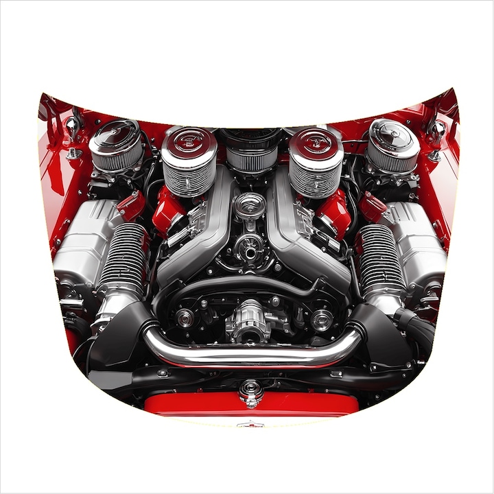Folie tuning capota, Model Engine, Sticker colantare auto, Rezistenta la exterior, la intemperii si uzura, Protectie fiabila, Design inedit, Imbunatateste aspectul si durabilitatea, Marime 165 x 120 cm