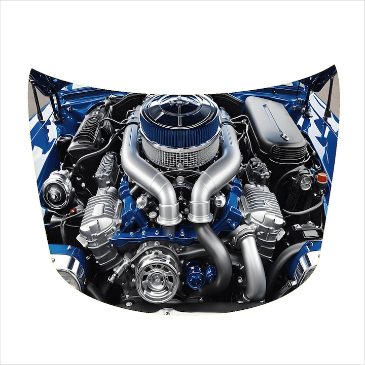 Folie tuning capota, Model Turbo Car, Sticker colantare auto, Rezistenta la exterior, la intemperii si uzura, Protectie fiabila, Design inedit, Imbunatateste aspectul si durabilitatea, Marime 165 x 120 cm