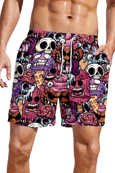 Сортиране Мъжки плувни шорти Hot Pattern Skeleton Heads Melted Ice Cream Funny Graphic Print Drawstring Fast Dry Funny Hot Summer Theme EFAYN, Многоцветен