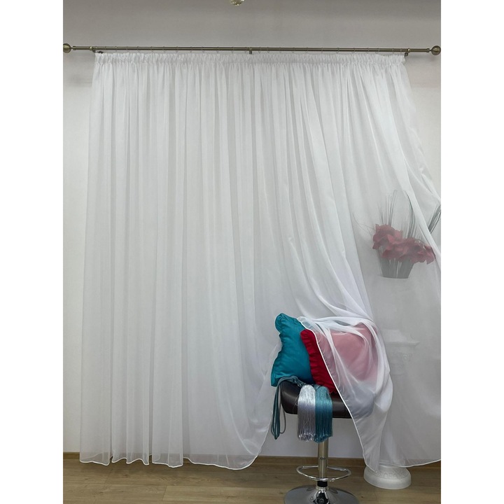 Perdea triplu voal, culoare alb, din colectia Stylish by Liz Line, cu rejansa, 500x245cm - PD0065