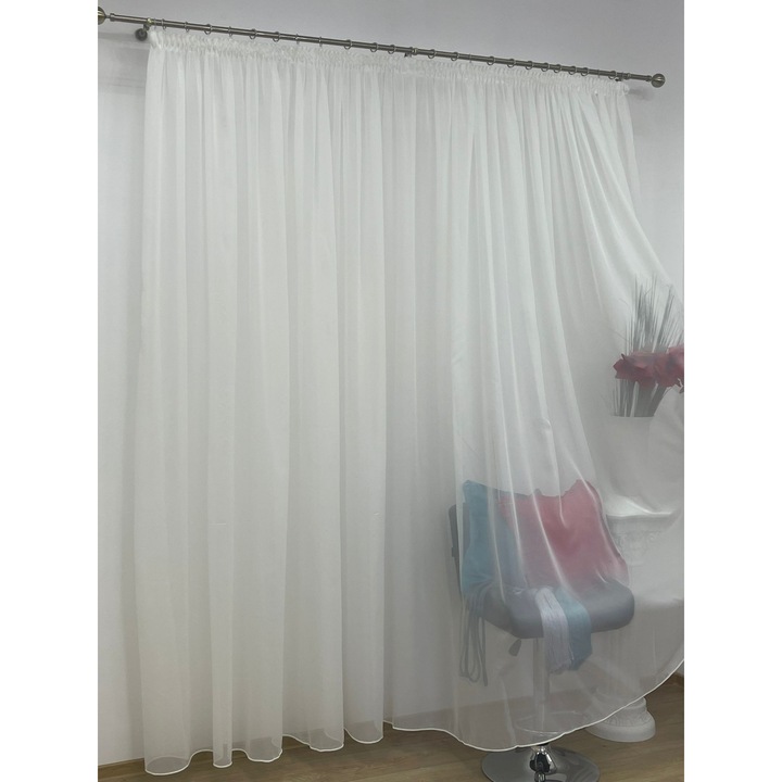 Perdea triplu voal, culoare ivoire, din colectia Stylish by Liz Line, cu rejansa, 500x245cm - PD0075