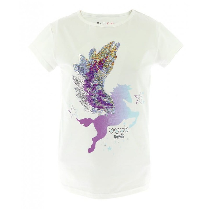 Equi-Kids Pegasus lány póló, pamut/elasztán, flitteres részletek, többszínű, 128 CM