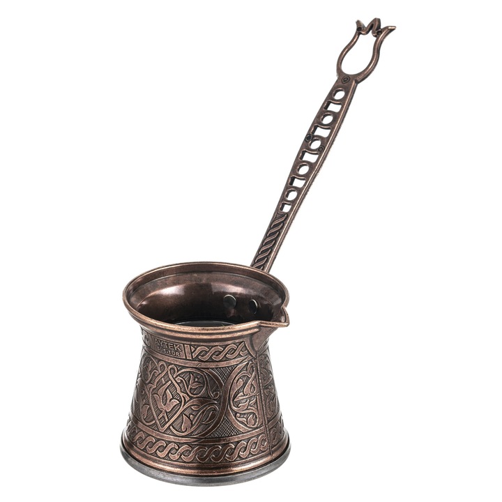 Ibric cafea turceasca in stil otoman, AYTEK Cezve No 6, Zamac si Inox, Cupru antichizat, 450 ml