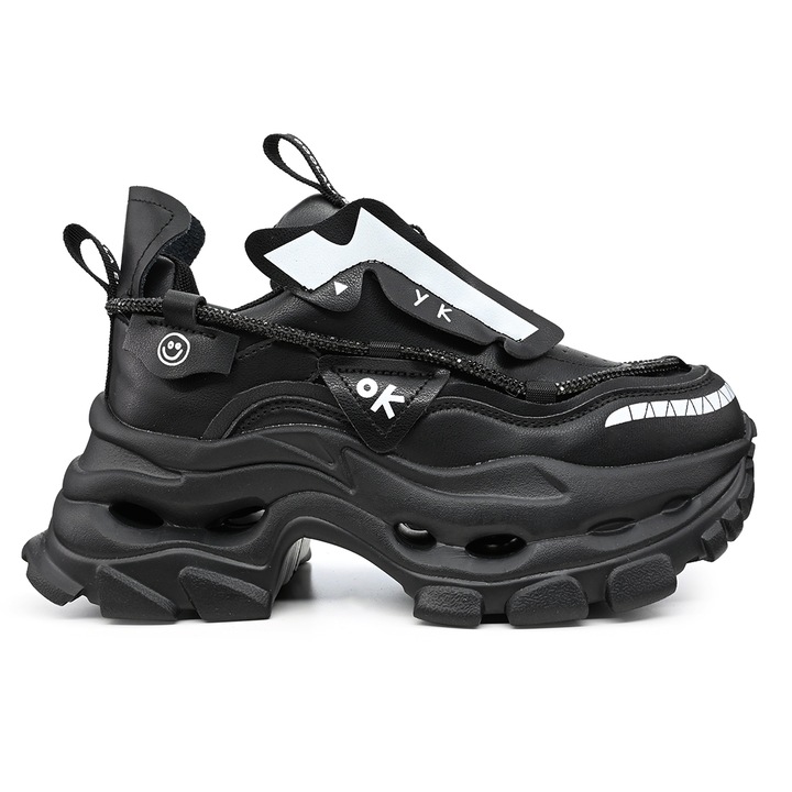 Дамски спортни обувки олекотени с еко кожа 1277, Черен