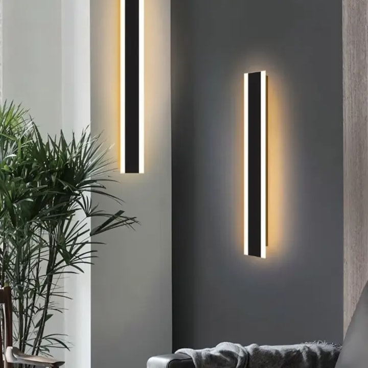 Aplica led liniara 18W 80cm de exterior/interior, Lumina rece 6500K, Rezistenta la apa, Dimensiuni 80x8x4, 5cm, Material metal/acril, Pentru casa, curte si gradina, IP65