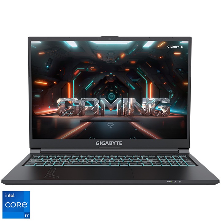 Laptop Gaming Gigabyte G6 KF-H3EE853SD cu procesor Intel® Core™ i7-13620H pana la 4.9GHz, 16.0'', Full HD+, 165Hz, 16GB DDR5, 1TB SSD, NVIDIA® GeForce RTX™ 4060 8GB GDDR6, No OS, Black