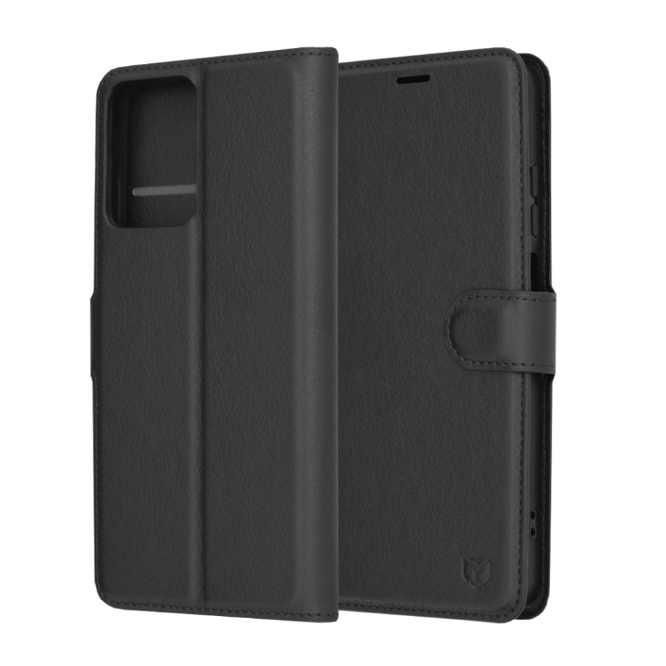 Husa pentru Motorola Moto G04 / Moto G24 / Moto G04s / Moto E14, SKYDDAR INNOVATION, Leather Folio tip Carte, cu Portofel Interior, Finisaje Premium, set cu sticker, Negru