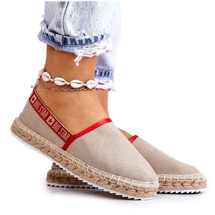 Дамски еспадрили, BIG STAR SHOES, Текстил, Бежови, Бежов