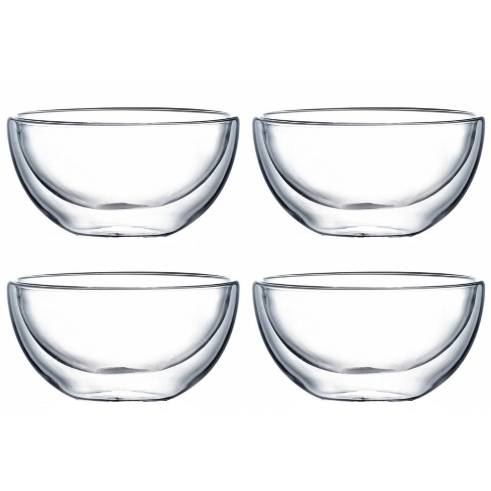 KRASINO Set de 4 boluri de sticlă borosilocta pereti dubli, 500 ml
