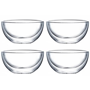 Set 4 boluri Xava, sticla borosilocta, pereti dubli, 500 ml