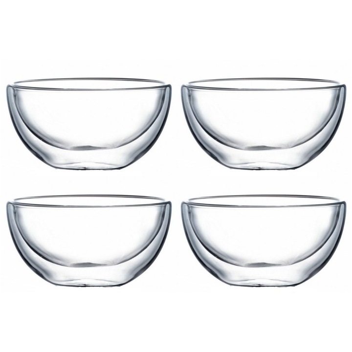 4 db Xava tál készlet, boroszilikát üveg, dupla falú, 500 ml