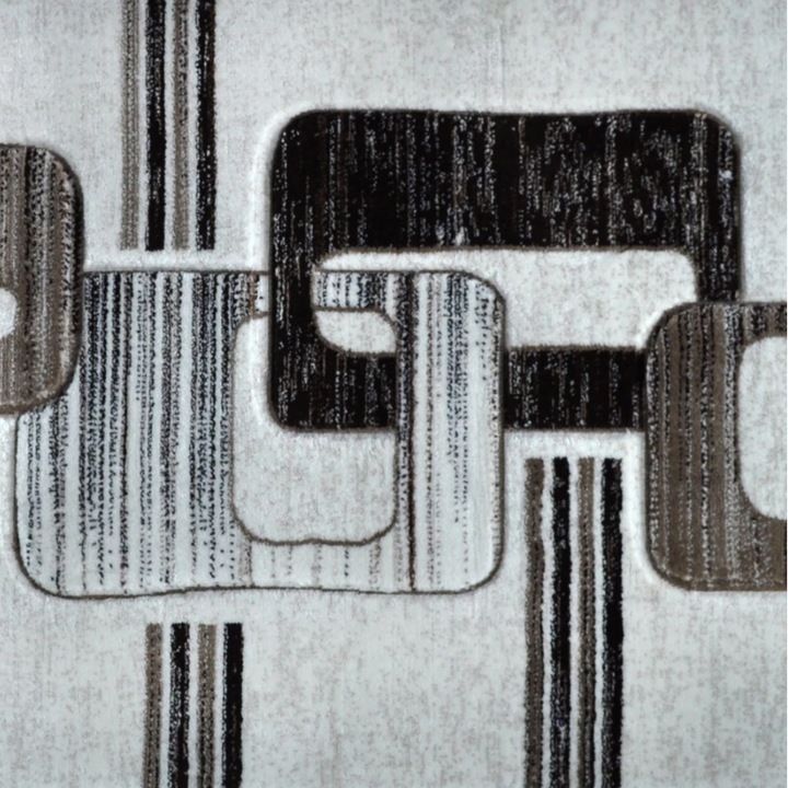 Modern Futószőnyeg láncszem mintával, Cream/Wenge, szálmagasság 15 mm, csomósűrűség 50.000/m2, 60x300 cm
