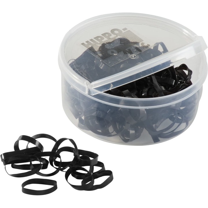 Set de 450 elastice pentru coama, Hippo-Tonic, negru, silicon