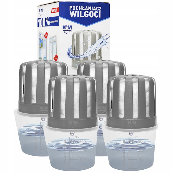 Set 8 bucati insert absorbant umiditate K&M, 280g, pentru interior, previne mucegaiul