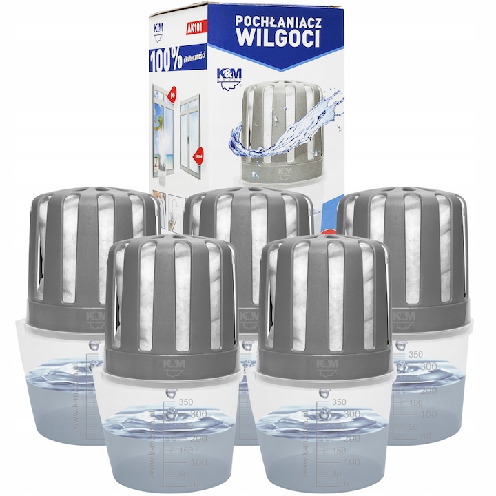 Set 10 bucăți rezerve absorbant umiditate K&M, 280g, pentru interior, eficient împotriva mucegaiului
