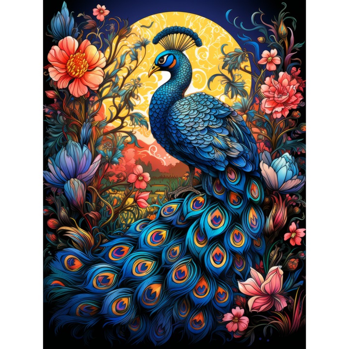 Broderie Diamant Pictura Mozaic 45x60 cm Peacock Floral Majesty
