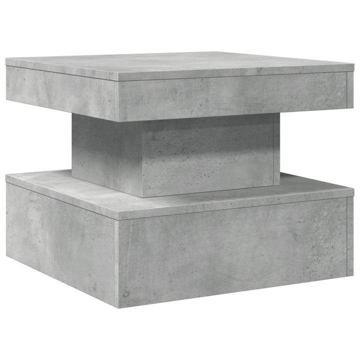 Masuta de cafea cu lumini LED vidaXL, gri beton, 50x50x40 cm