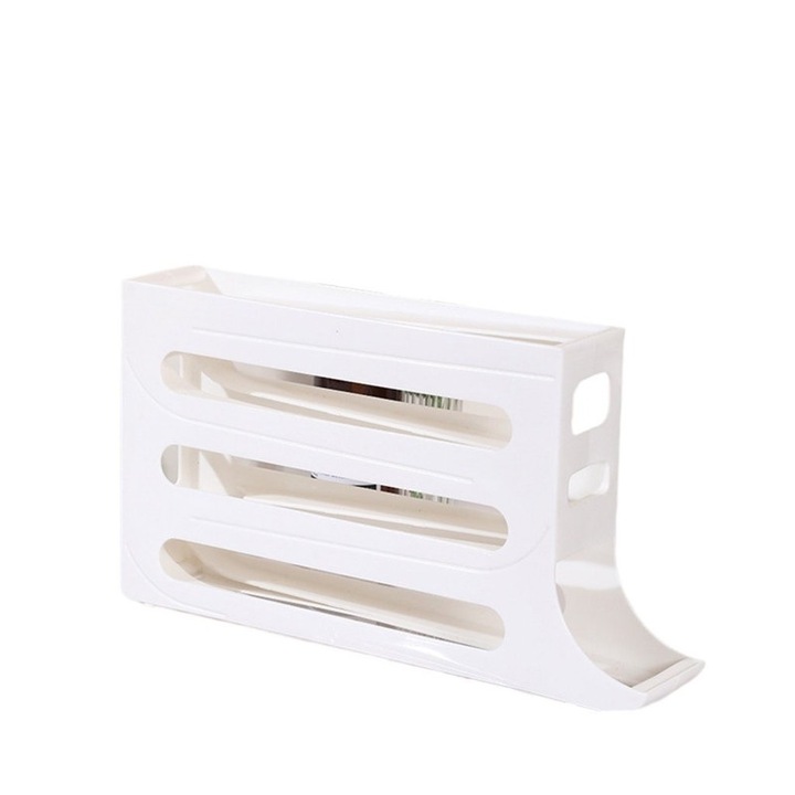 Organizator pentru oua frigider, design auto-rulant, alb