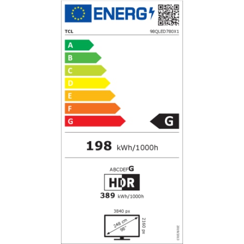 Televizor TCL 98QLED780 QLED (98 inch (248 cm), 4K UHD, HDR, Smart TV, control vocal (Google Assistant), Dolby Atmos, Google TV)