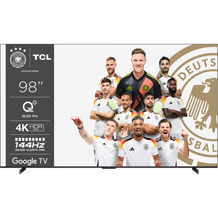 Televizor TCL 98QLED780 QLED (98 inch (248 cm), 4K UHD, HDR, Smart TV, control vocal (Google Assistant), Dolby Atmos, Google TV)