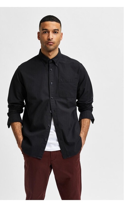 Camasa barbati, Selected Homme, 98435, Bumbac, XL INTL, Negru